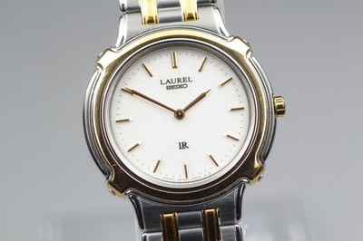 Near MINT Seiko Laurel 2F50-0720 Gold Two-Tone Round Quartz Womens