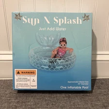Sun N Splash Small Inflatable Blue 35” Diameter Outdoor Pool- Mermaid Tail