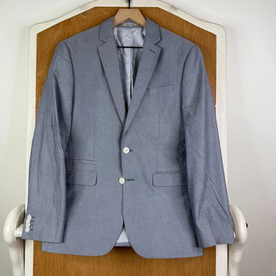 Traje Express Para Hombre 36S Gris 2 Botones Fotógrafo Calce Ajustado 100% Algodón Pantalón 32x28 Foto 2 de 4