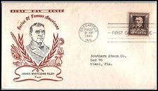 1940 James Whitcomb Riley poet Sc 868-15A FDC with Holland cachet (C1