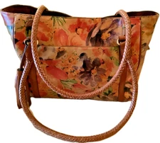 Patricia Nash Cameley Large Tote Shoulder Bag Floral Print Leather Tassel