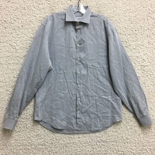 Armani Collezioni Button Up Shirt Large Adult Gray Long Sleeve Classic Mens L
