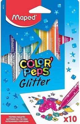 Maped Glitzer Filzstifte COLOR'PEPS GLITTER  Deckkraft Glitzerpartikel 10 Stück