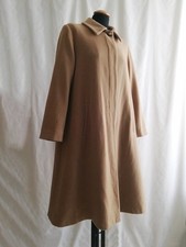 Cappotto donna lungo 100% lana L Vintage svasato Mantella Andrea Mare' cammello