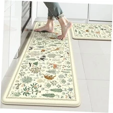 KIMODE Juego de 2 tapetes de 17,3 x 47 + 17,3 x 29 -- 0,47 pulgadas Beige