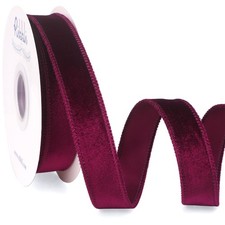 Burgundy Velvet Wired Ribbon 1 Inch Satin Christmas Gift Wrapping 10 Yards