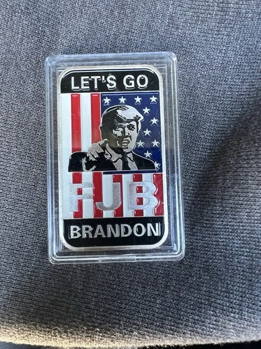 Donald Trump 1 Troy oz .999 Fine Silver Bar Colorized "Let's Go Brandon".