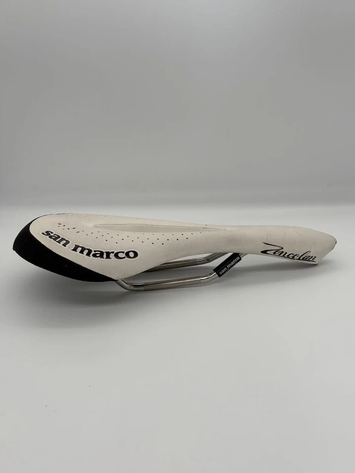 Sillín de bicicleta Selle San Marco Zoncolan blanco usado MTB carretera carreras personalizado Foto 2 de 4