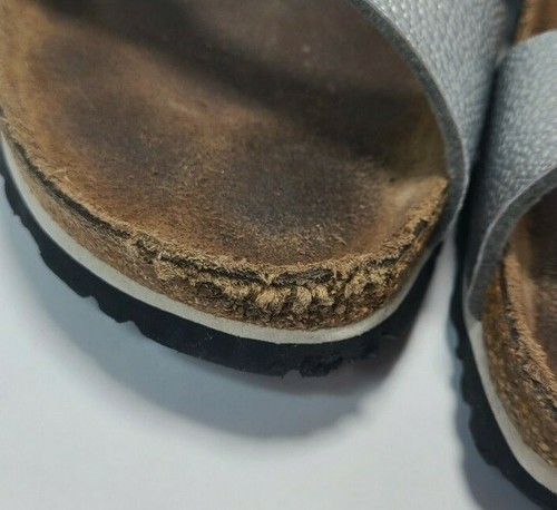 Birkis Birkenstock Damen-Sandale Sydney 37/240 US-Größe 6,5/7 silberfarben Tropfen 2-Riemen - Bild 10 von 10