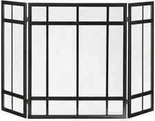 Pleasant Hearth Fireplace Screen Mission Style 3-Panel Steel Mesh Screen Brown