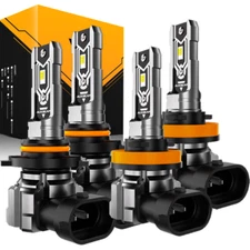 AUXBEAM 9005 H11 LED Headlight Bulbs Conversion Kit High Low Beam 6500K White