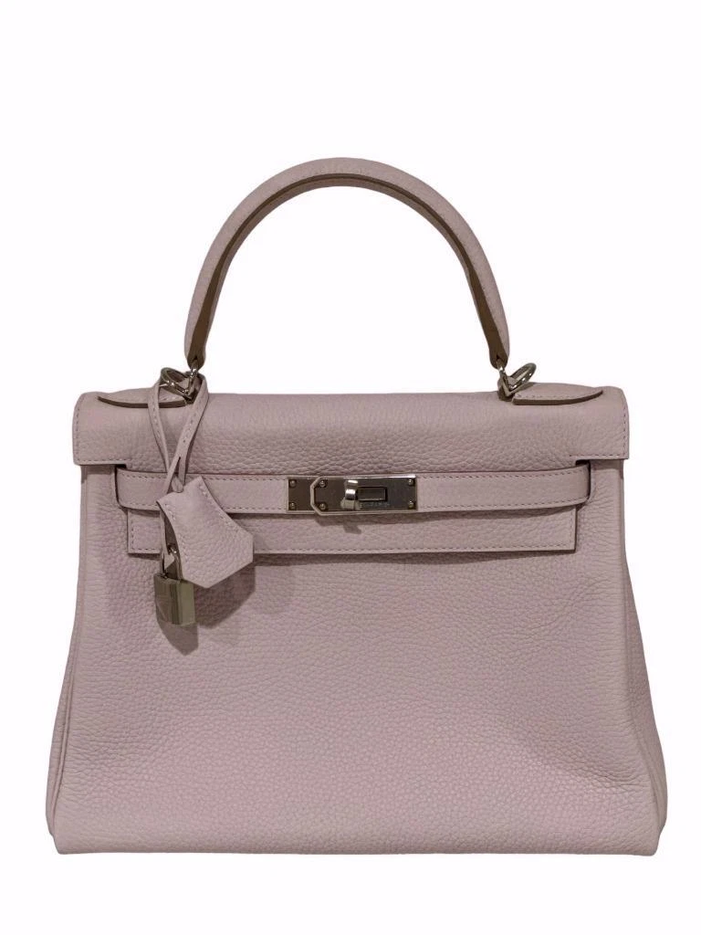 Hermes Kelly 28cm Mauve Pale Clemence Palladium Bag