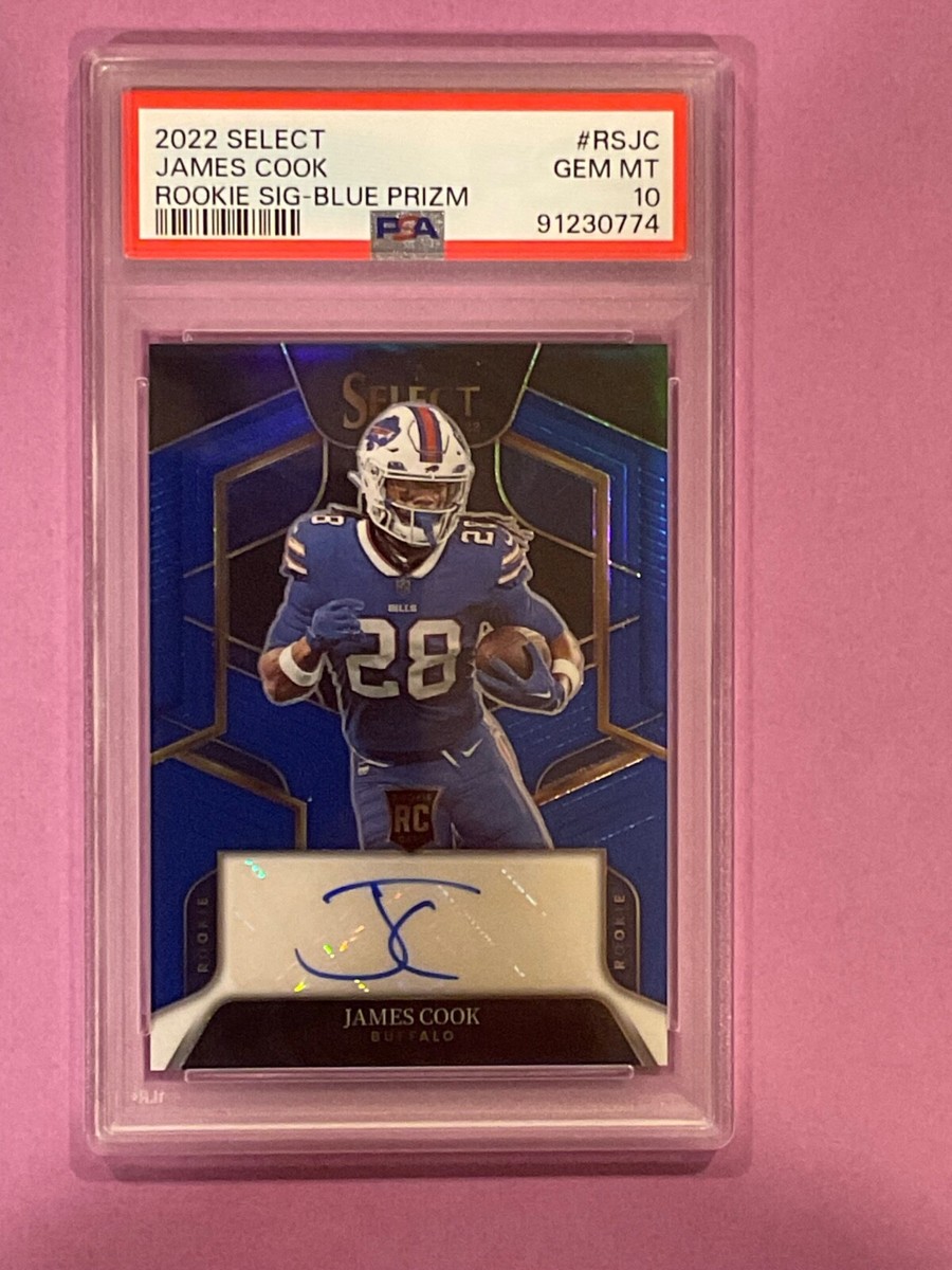 2022 James Cook Select Rookie Auto RC Blue Prizm #/75 #RSJC PSA 10