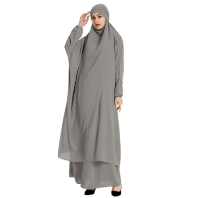 grey dress matching hijab Modest Grey Abaya Burqa For Women with Matching Hijab XS / 60 [+$ 4.99]