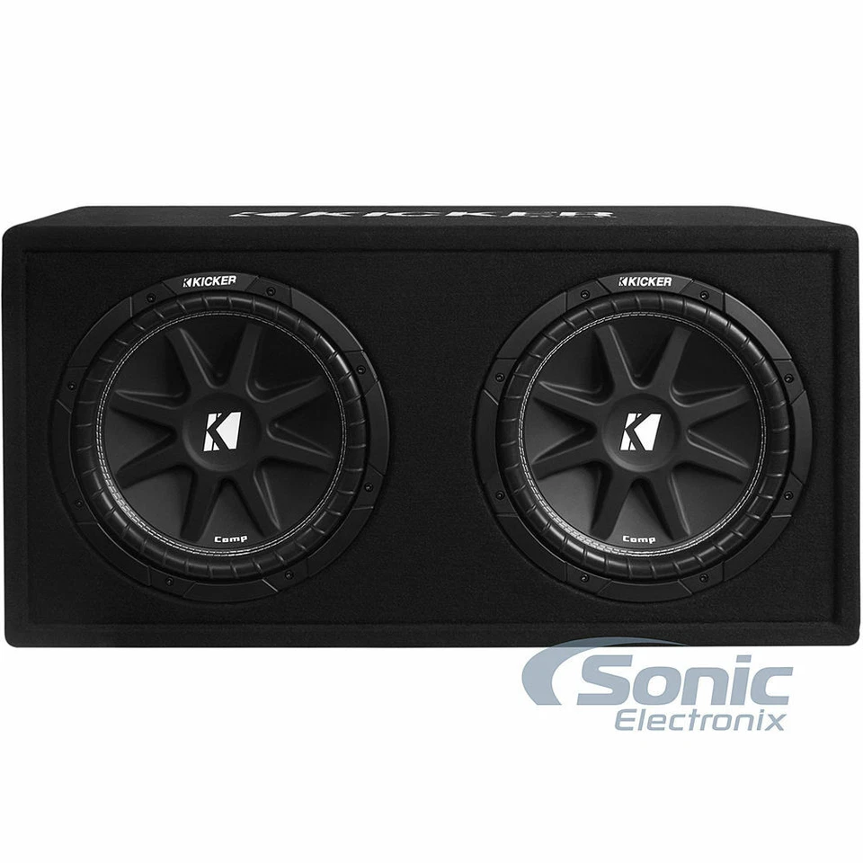 KICKER 43DC122 Dual 12" Subwoofers In Vented Sub Box Enclosure+Amplifier+Amp Kit - Image 3 of 4