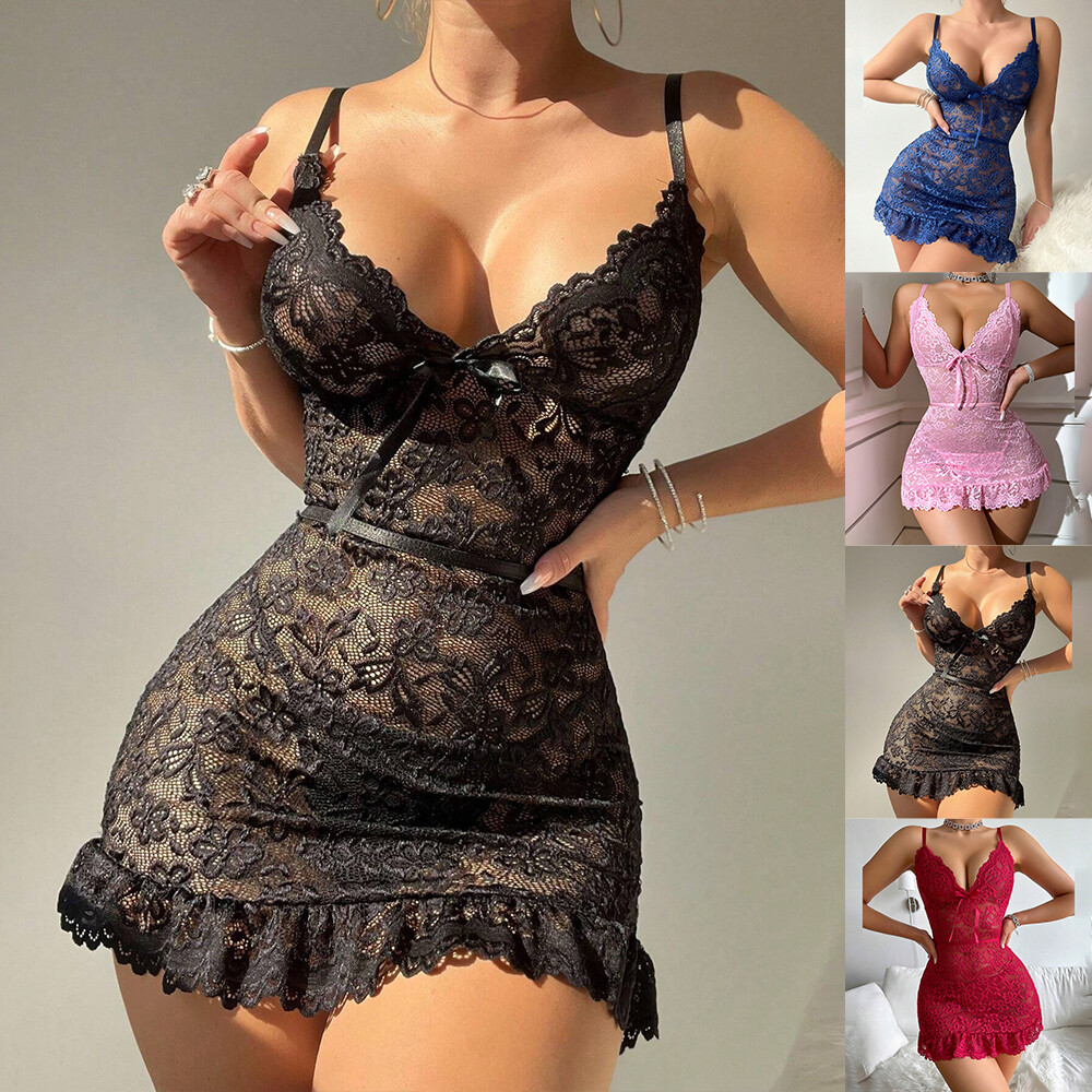Erotisch Nachtkleid Damen Spitze Reizwäsche Sexy Unterwäsche Lingerie Babydoll
