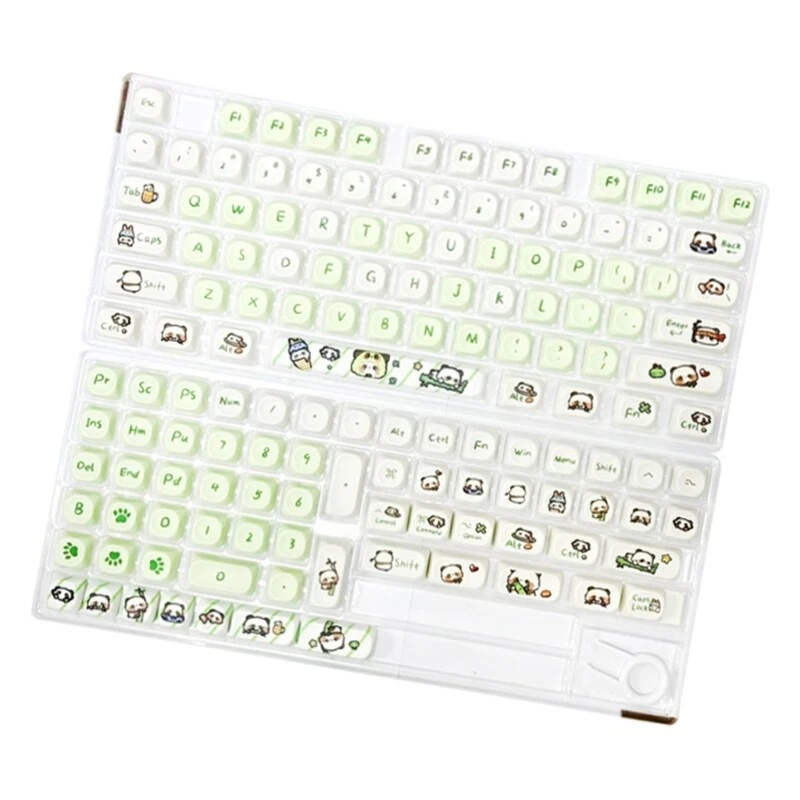 Milky Green Panda PBT Mechanical Keyboard Keycaps 137Keys MOA Theme