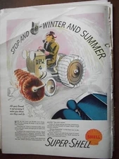 VTG 1937 Orig Magazine Ad Shell Gas Gasoline Stop & Go Winter & Summer Tractor