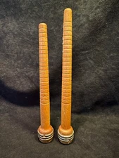 Antique Loom Wooden Weaving Bobbin Thread Spools Set of 2
