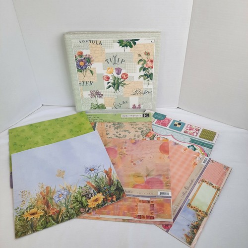 VTG 12x12 Scrapbooking Binder +Unused Crafting Paper C.R. Gibson Garden Flowers