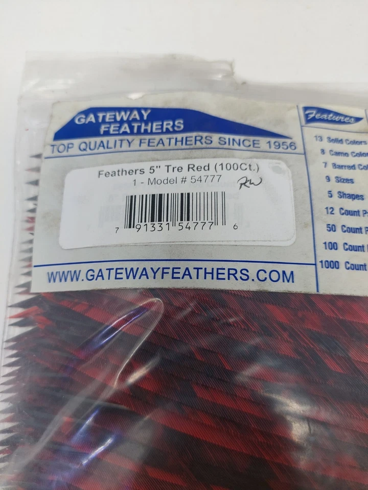 100 Pack Gateway Feathers 5" Right Wing: Parabolic Camo Tre Red 54777 - Image 2 of 3