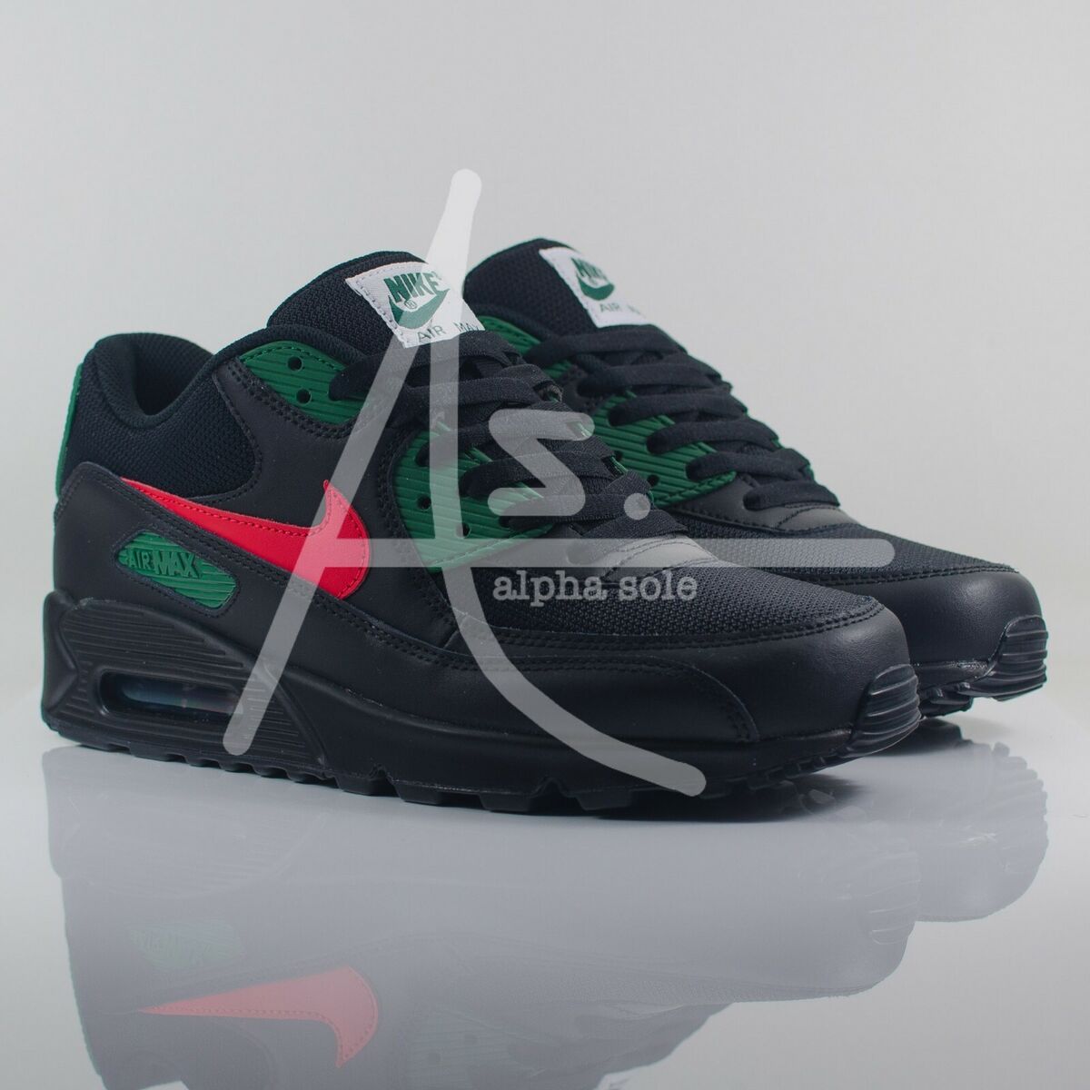 Nike ID Air Max 90 Premium - Black/Green/University Red Nike ID Air Max 90 Premium - Black/Green/University Red