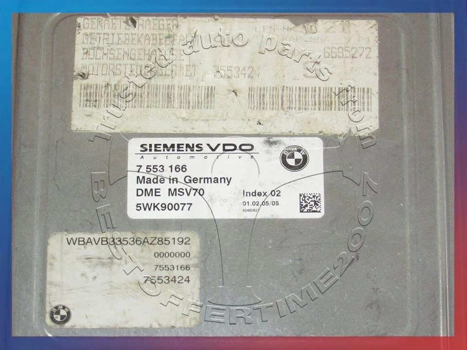 MOTOR BMW E90 E92 E60 E61 E63 3 5 6 SERIES 3.0I N52 MÓDULO DME MSV70 7553166 Foto 3 de 4
