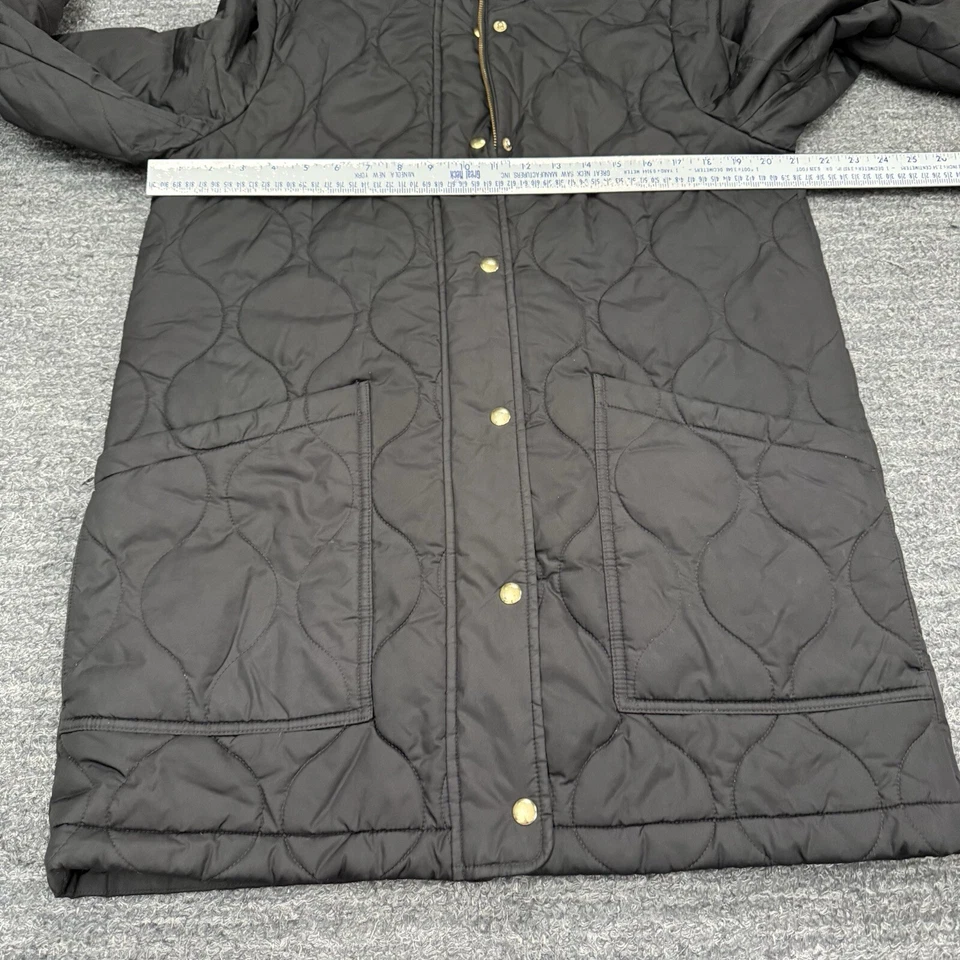 J Crew City Puffer Coat Women Small Black Quilted Chore Commute Classic Pockets - Image 4 of 4