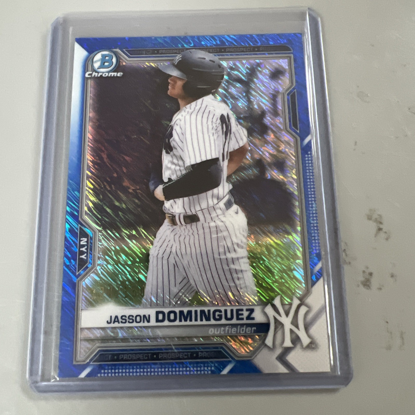 2021 Bowman Chrome Jasson Dominguez BCP-13 Blue Shimmer Refractor #124/150 SP