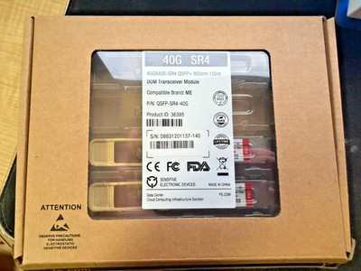 Lot of 2 Fiberstore QSFP-SR4-40G 40GBASE-SR4 QSFP+ 850nm MPO DOM Transceivers ME