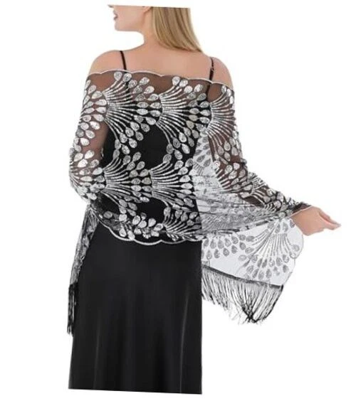 Silver Shawl Evening In Bridal Wraps & Jackets for sale | eBay