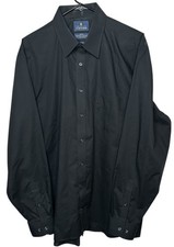 STAFFORD Mens 17 36-37 Reg Fit Black Long Sleeve Travel Performance Super Shirt