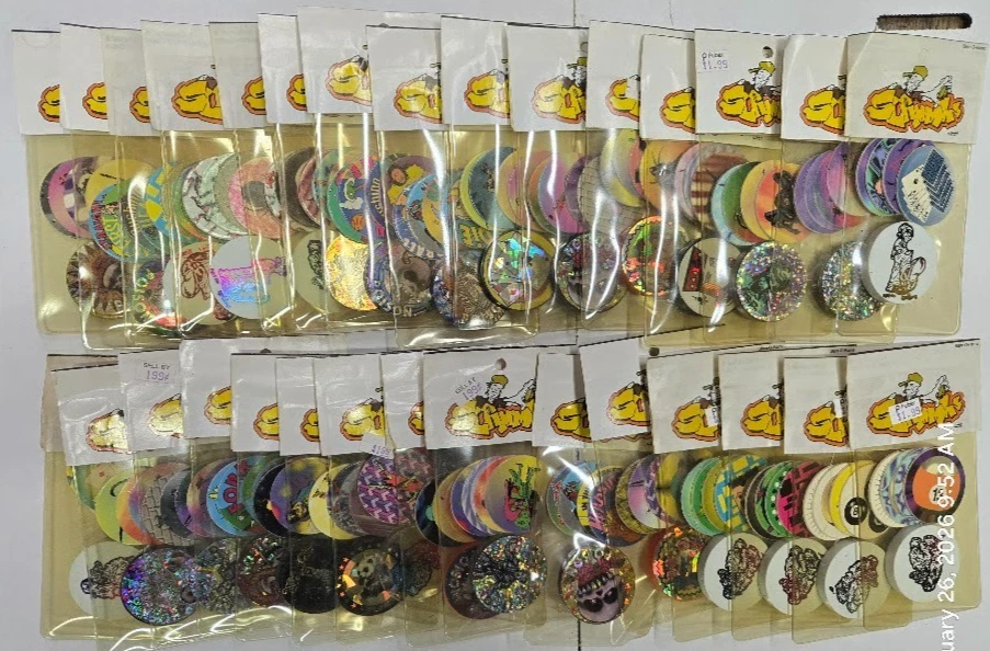 Pogs 1994 Big Deal - Set Cool Caps Alluminio Con Teschio Battitore Joe, USA