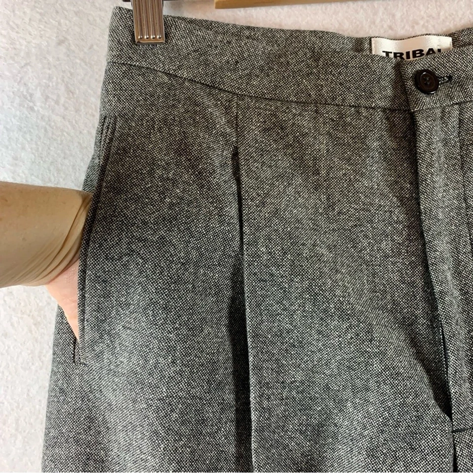 Pantalones Pantalón Tribal Mujer Mezcla Lana 27" Cintura Gris Academia Preppy Foto 4 de 4