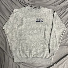Vintage 80s US Navy USN Gray Crewneck Sweatshirt Pullover L Made In USA READ