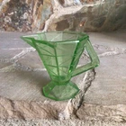 Vintage Indiana Glass Green Depression Tea Room Art Deco Creamer Uranium