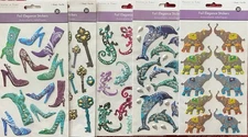 YOU CHOOSE - FOIL ELEGANCE DIVA ELEPHANT DOLPHIN KEYS GECKO 3D PUFFY STICKERS