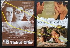 3 x movie ticket flyers - Moonlight Mile, Nowhere In Africa, Safety Of Objects