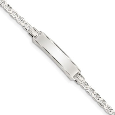 Sterling Silver Children's Anchor Chain ID Bracelet 6'' for Women 4.22gm