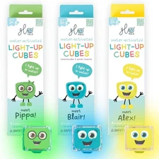 Glo Pals Water-Activated Light-Up Cubes Bundle for Sensory Play – 12 Pack