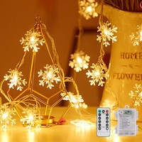 LED Lichterkette Schneeflocke 6M 40 Leds Batterie Mit Timer 8 Modi