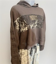 Victorias Secret PINK Adorable Set Gray Cropped Hoodie  Velvet Pants Womens M