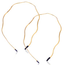 2Pcs Gold Headbands for Women Thin Metal Hair Band Retro Big Wavy Headband Hair