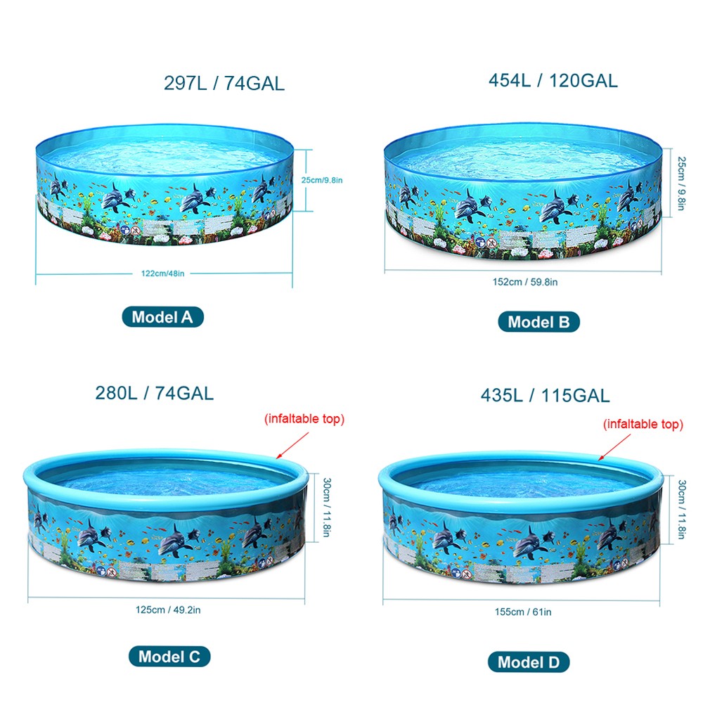 Piscina portátil de plástico duro sin inflación para niños