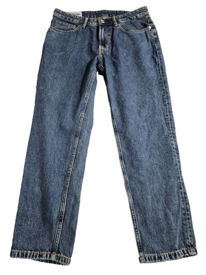 & Denim Regular Tapered Cropped Blue Jeans Mens Size 31 x 32 Designer Blue Jeans