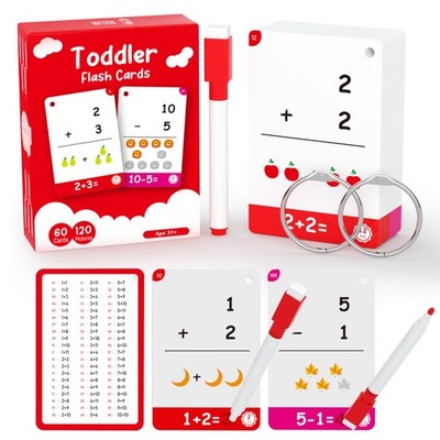 Interaktives Lernen mit 60 Additions- & Subtraktionskarten für Kinder - Geschenk verpackt