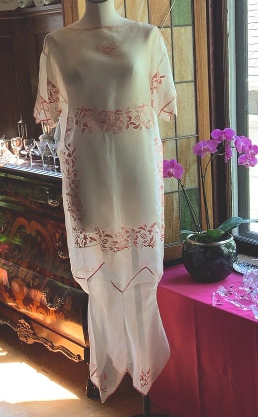 Exquisito vestido vintage de organza de seda hecho a mano en Francia Foto 2 de 4