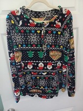 No Boundaries Womens Xmas Santa Hoodie MEDIUM Soft Velour Pullover Long Sleeve