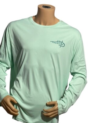 NWT Size Large Men Reel Life Long Sleeve UV Tee Sun Ray Neon Mahi Misty Jade New