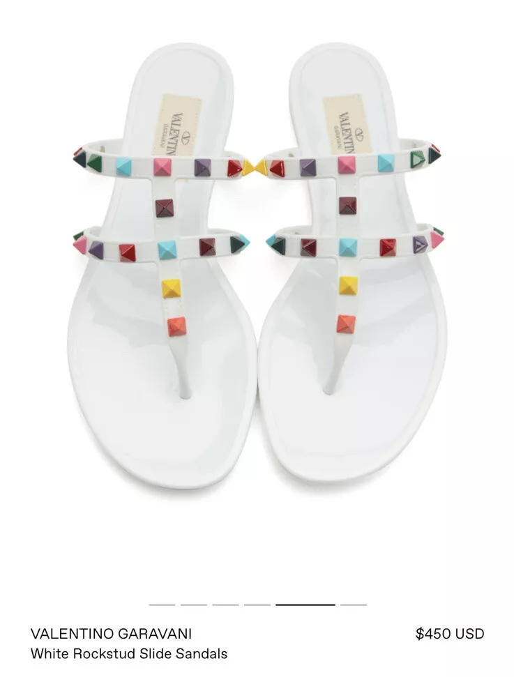 Valentino Garavani Rockstud Slides in Neutral